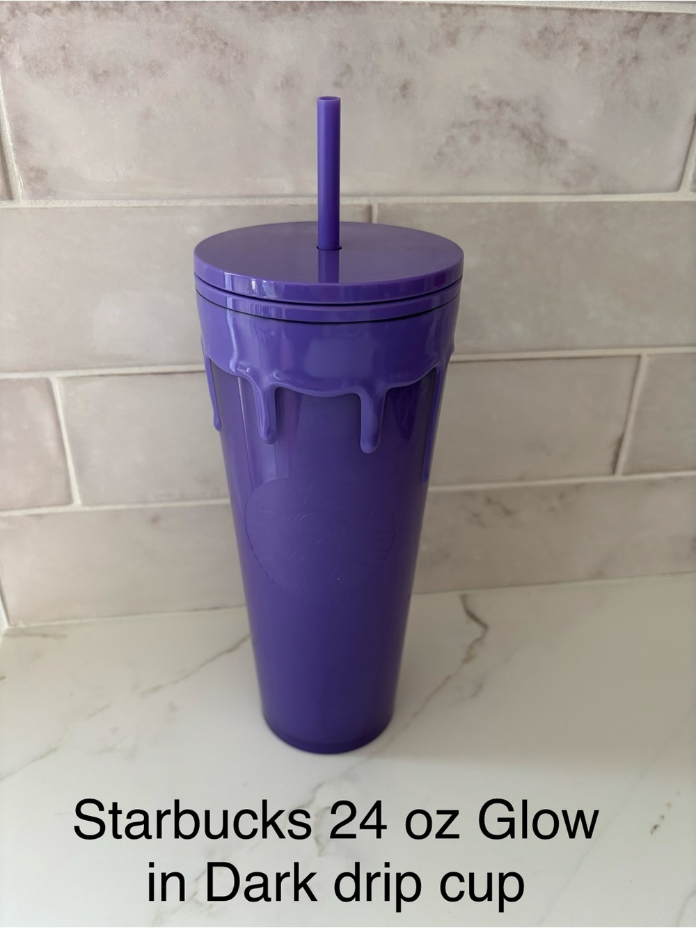 Starbucks Halloween 2025 Purple Drip Tumbler with Straw 24 Oz Glow in dark